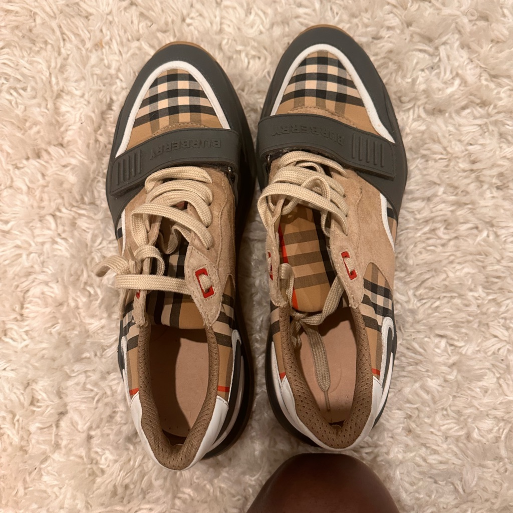 Burberry Checkered Lace-Up Sneakers